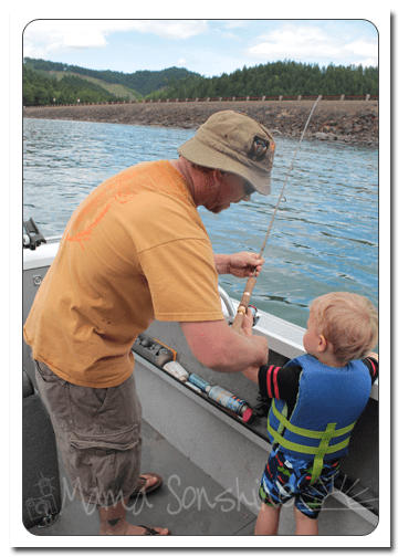 Ian helping Dad get the pole ready