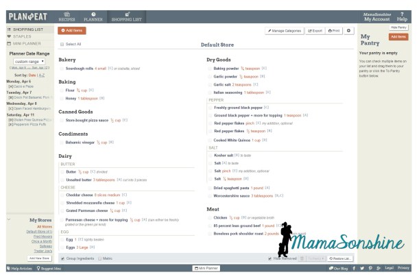 an old example of a shopping list